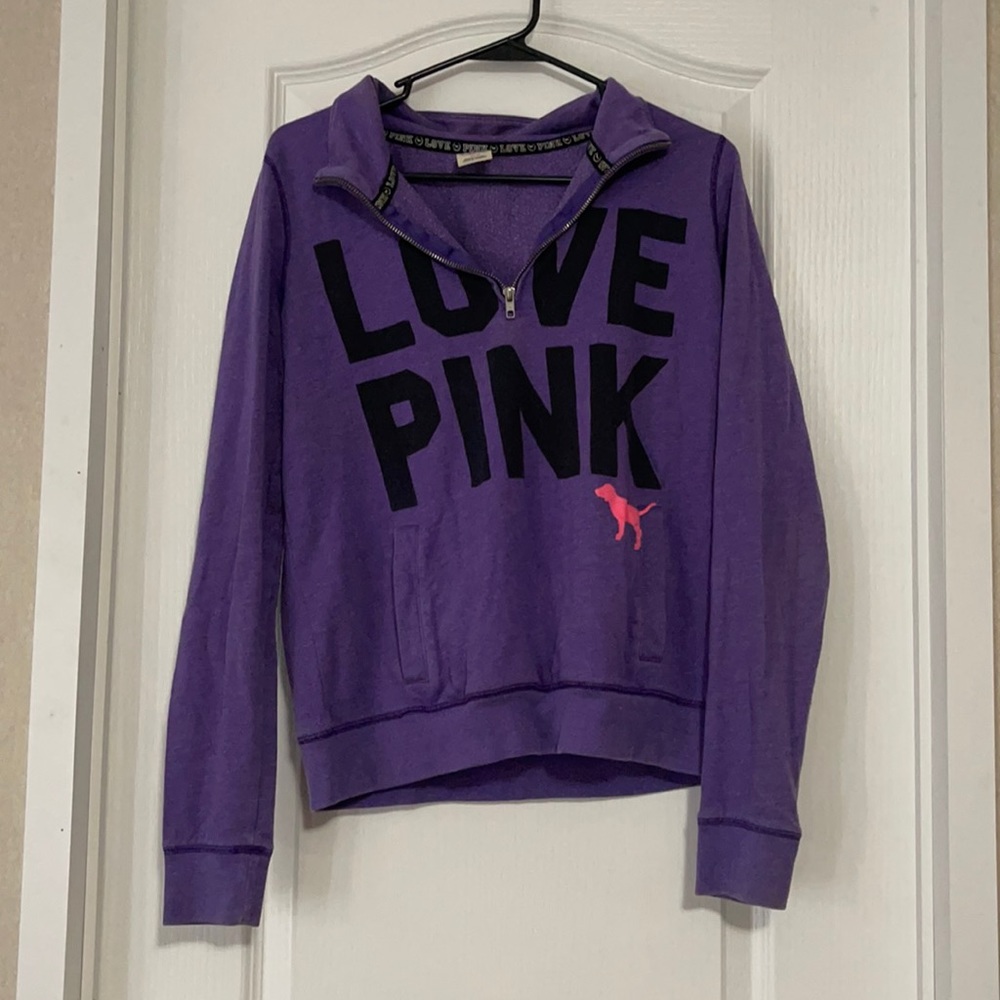 Pink quarter zip sweatshirt